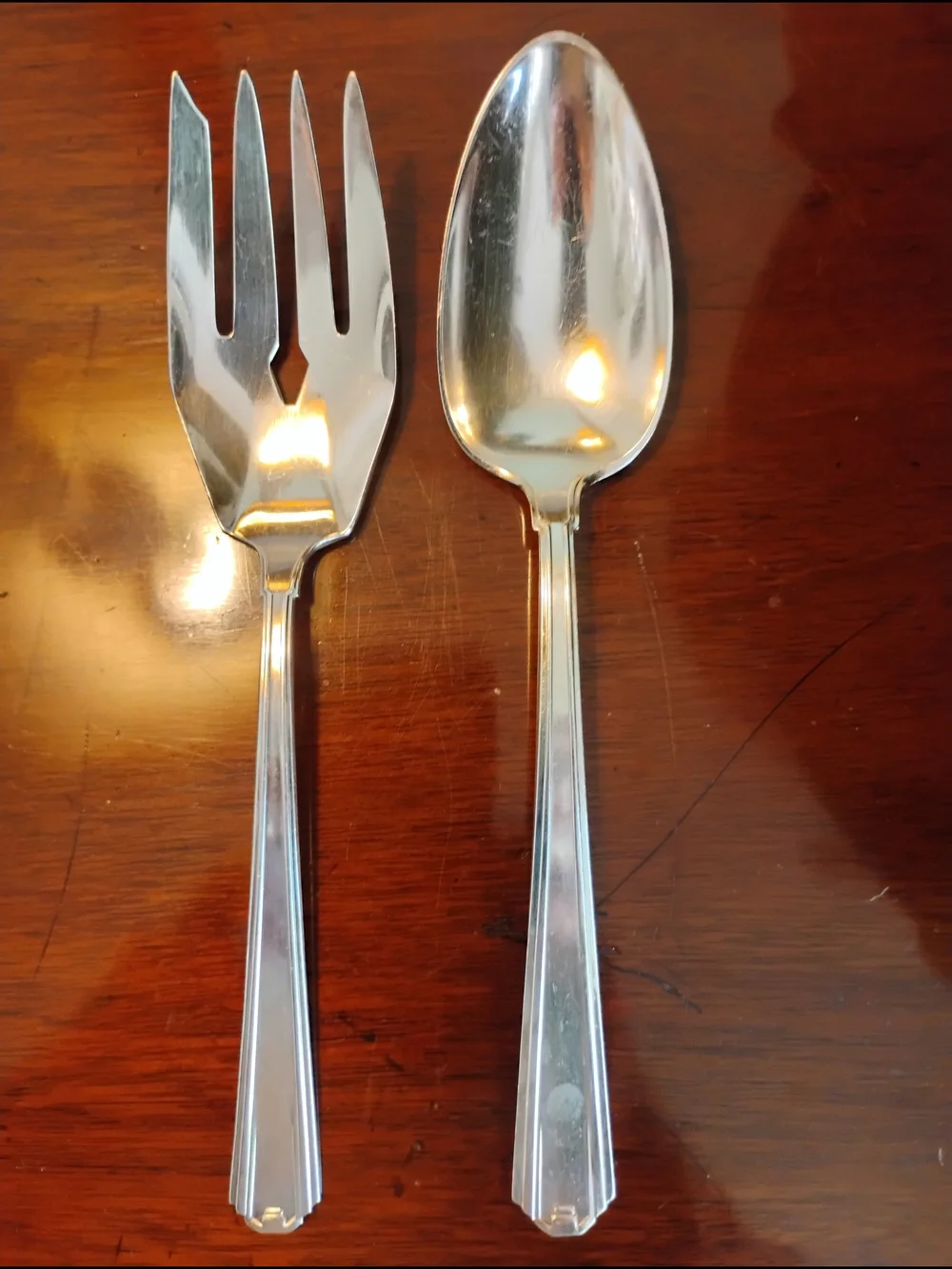 Antique 1929 Alvin Dawn Silver Plate Serving Spoon and Fork Set